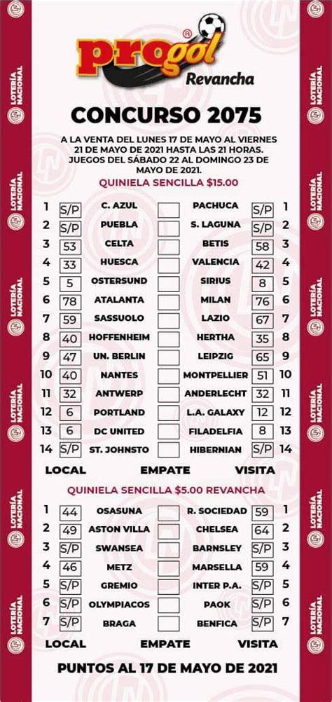 progol quiniela posible